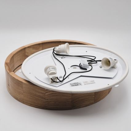 Plafoniera da bagno OAK 3xE27/15W/230V in rovere, Ø 37 cm, IP54