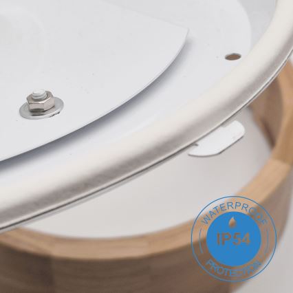 Plafoniera da bagno OAK 3xE27/15W/230V in rovere, Ø 37 cm, IP54