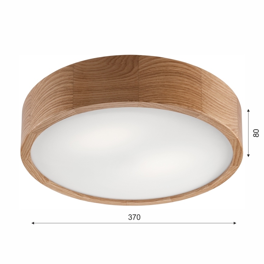 Plafoniera da bagno OAK 3xE27/15W/230V in rovere, Ø 37 cm, IP54