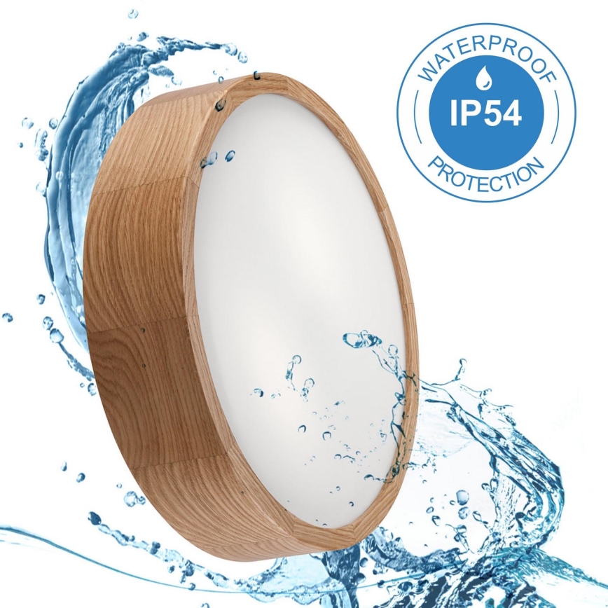 Plafoniera da bagno OAK 3xE27/15W/230V quercia ø 37 cm IP54