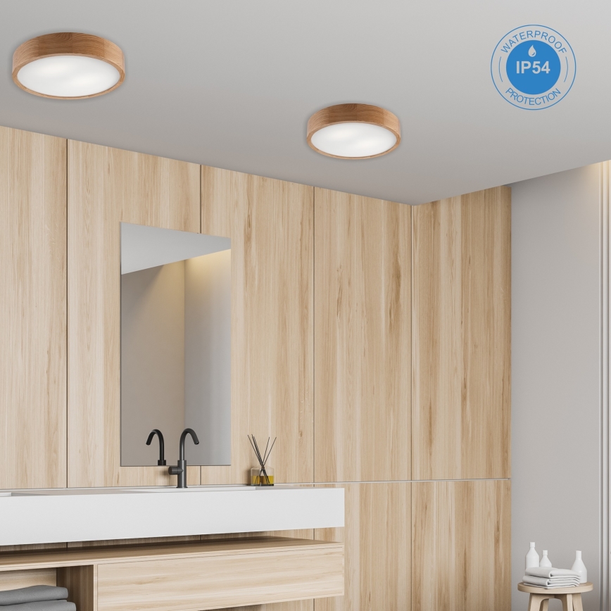 Plafoniera da bagno OAK 3xE27/15W/230V quercia ø 37 cm IP54