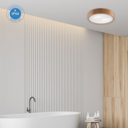 Plafoniera da bagno OAK 3xE27/15W/230V quercia ø 37 cm IP54