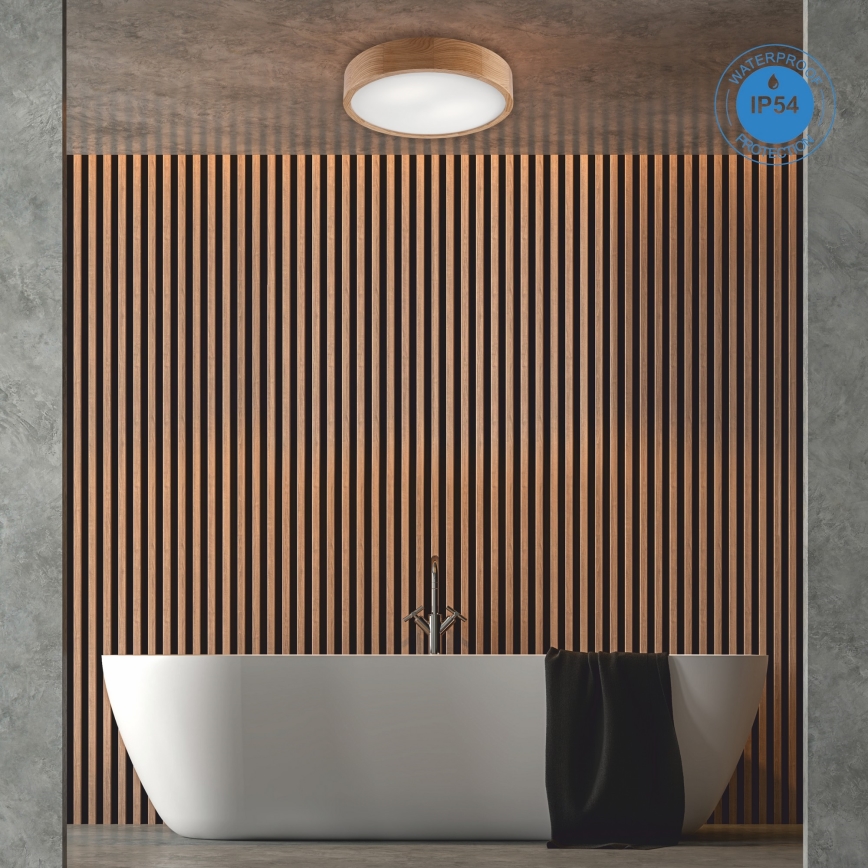 Plafoniera da bagno OAK 3xE27/15W/230V quercia ø 37 cm IP54