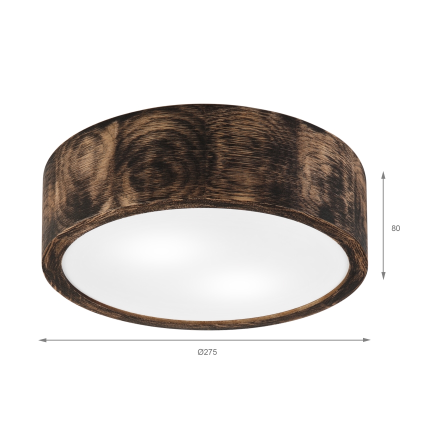 Plafoniera da bagno OAK SMOKY 2xE27/15W/230V IP54 ø 27,5 cm quercia/marrone