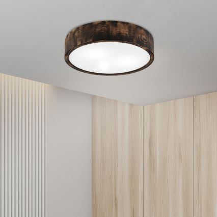 Plafoniera da bagno OAK SMOKY 3xE27/15W/230V IP54 ø 37,5 cm quercia/marrone