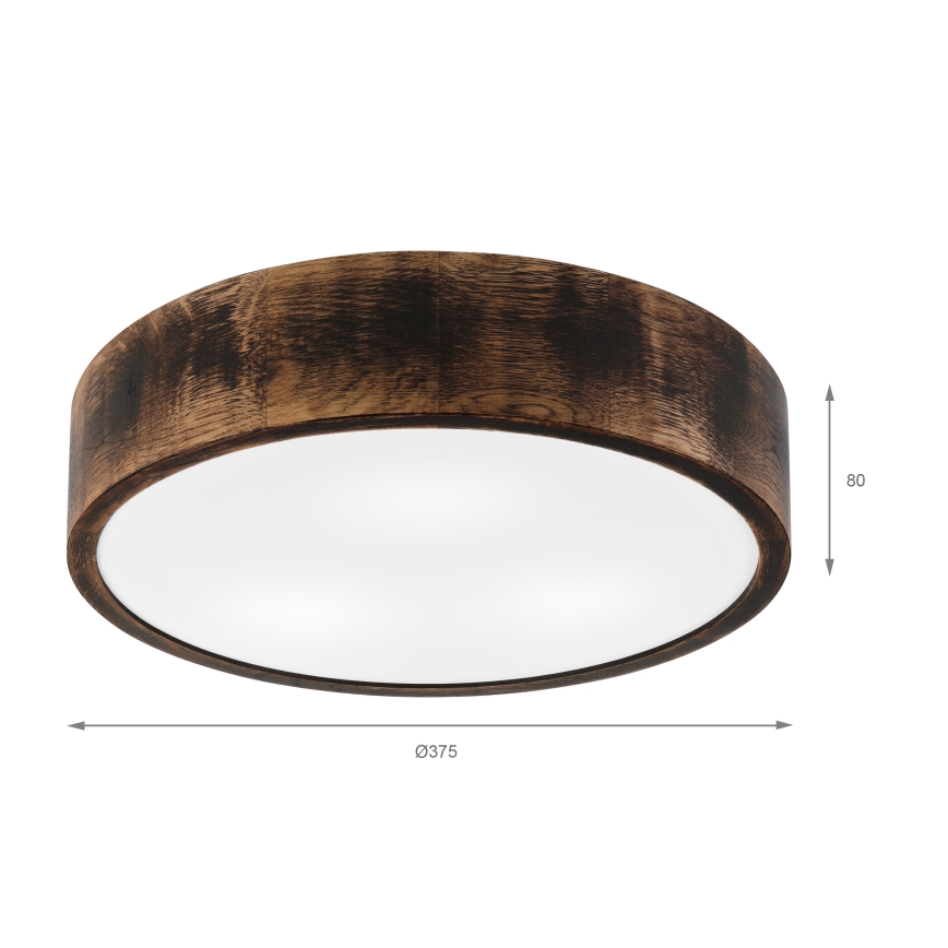 Plafoniera da bagno OAK SMOKY 3xE27/15W/230V IP54 ø 37,5 cm quercia/marrone