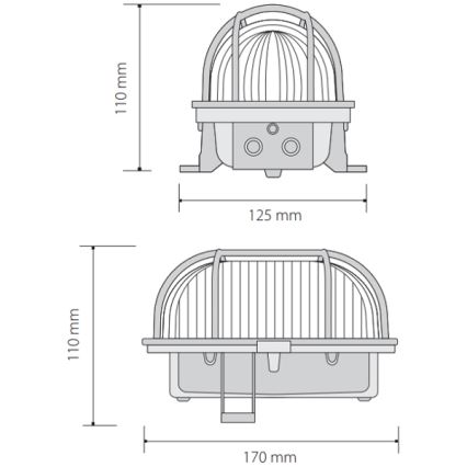 Plafoniera da esterno OVAL 1xE27/60W/230V grigio IP44