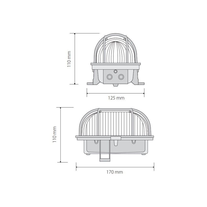 Plafoniera da esterno OVAL 1xE27/60W/230V grigio IP44