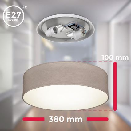 Plafoniera da soffitto 2xE27/40W/230V Ø 38 cm beige