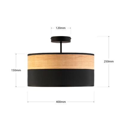 Plafoniera da soffitto ALBA 3xE27/15W/230V Ø 40 cm nero/marrone