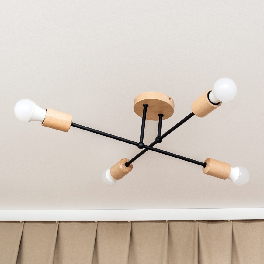 Plafoniera da soffitto CAMBRIDGE 4xE27/15W/230V pino