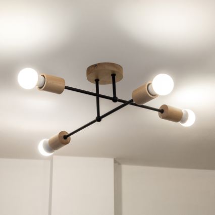 Plafoniera da soffitto CAMBRIDGE 4xE27/15W/230V pino