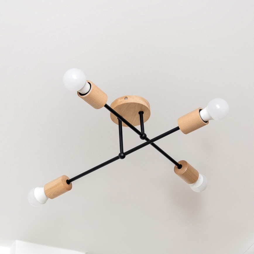 Plafoniera da soffitto CAMBRIDGE 4xE27/15W/230V pino