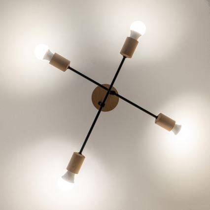 Plafoniera da soffitto CAMBRIDGE 4xE27/15W/230V pino