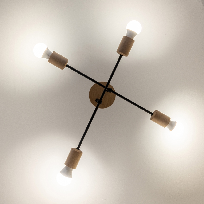 Plafoniera da soffitto CAMBRIDGE 4xE27/15W/230V pino