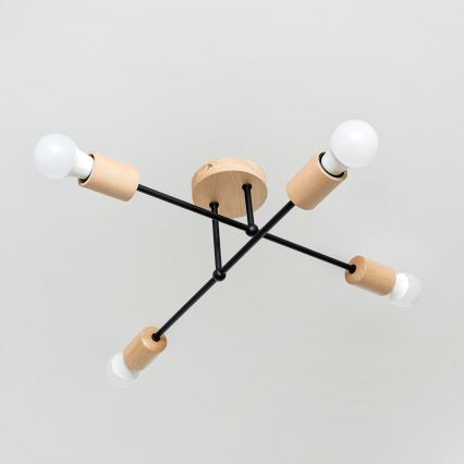 Plafoniera da soffitto CAMBRIDGE 4xE27/15W/230V pino