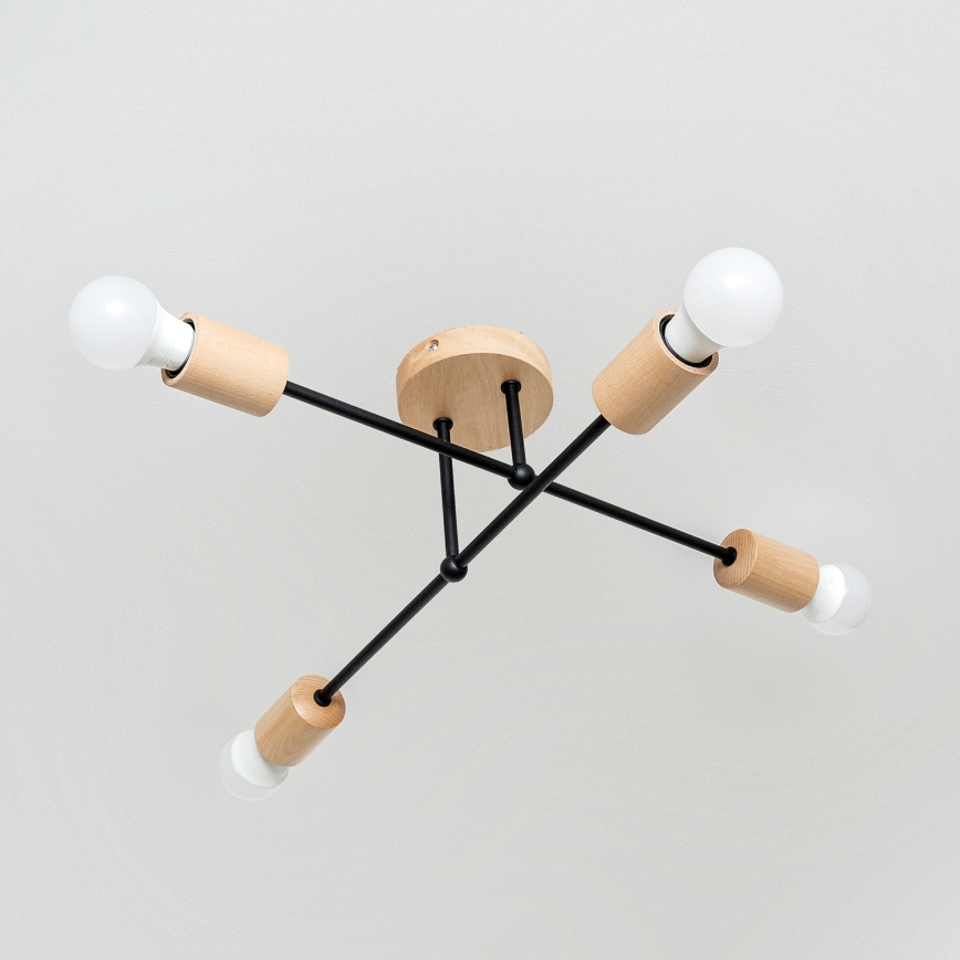 Plafoniera da soffitto CAMBRIDGE 4xE27/15W/230V pino