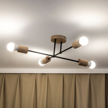 Plafoniera da soffitto CAMBRIDGE 4xE27/15W/230V pino