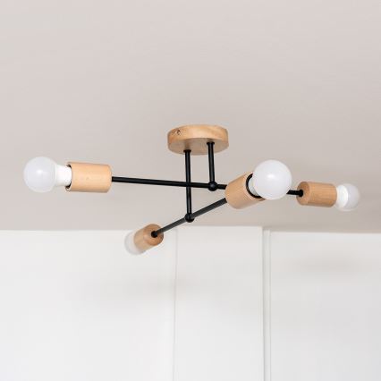 Plafoniera da soffitto CAMBRIDGE 4xE27/15W/230V pino