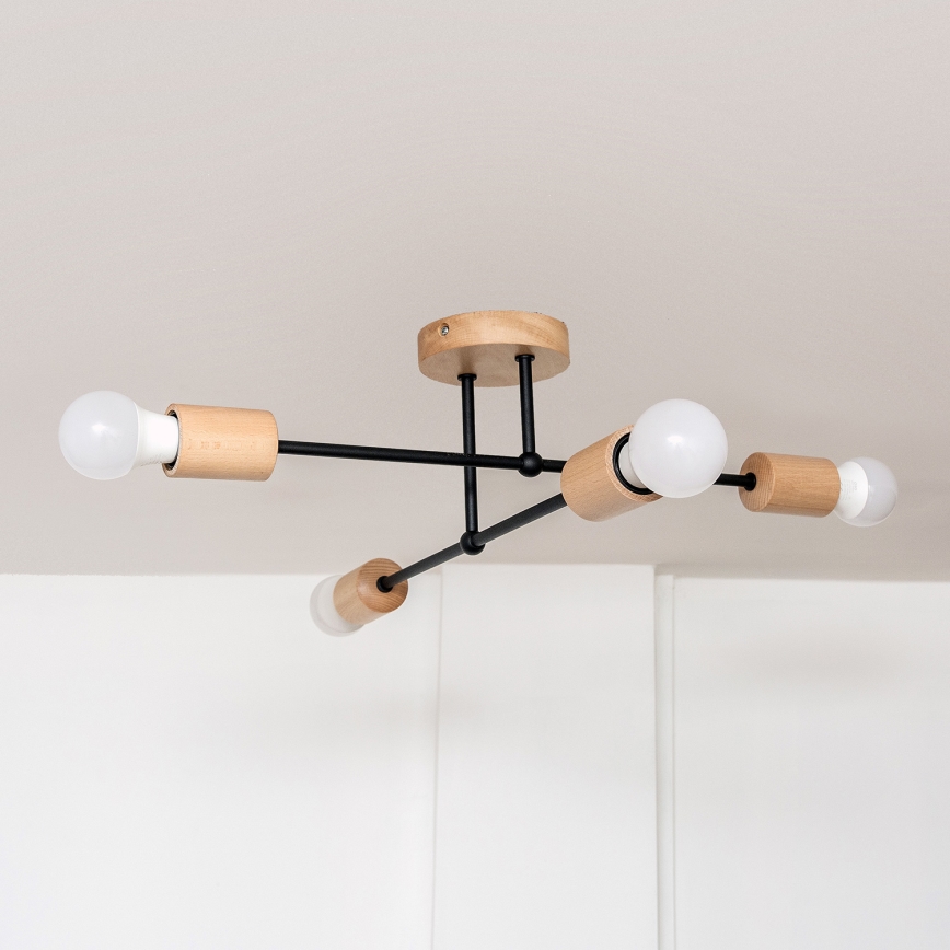 Plafoniera da soffitto CAMBRIDGE 4xE27/15W/230V pino