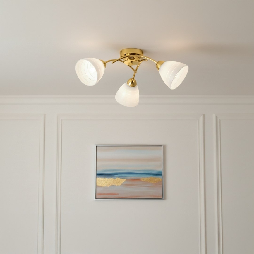 Plafoniera da soffitto CLARA 3xE27/15W/230V oro