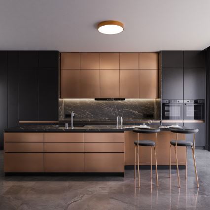 Plafoniera CLEO con sensore di movimento e sensore crepuscolare 4xE27/24W/230V Ø 50 cm, finitura rame