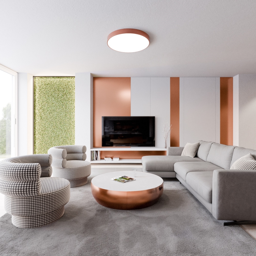 Plafoniera CLEO con sensore di movimento e crepuscolare 5xE27/24W/230V Ø 60 cm in rame