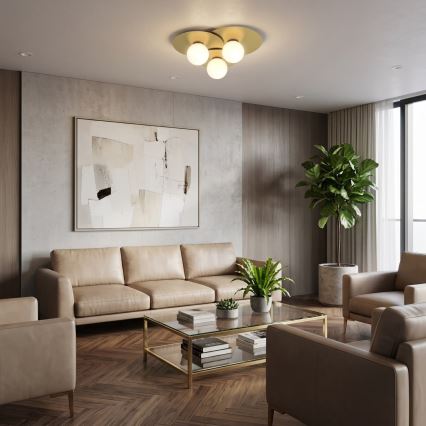 Plafoniera da soffitto FLAT 3xE27/15W/230V 55x60 cm dorata