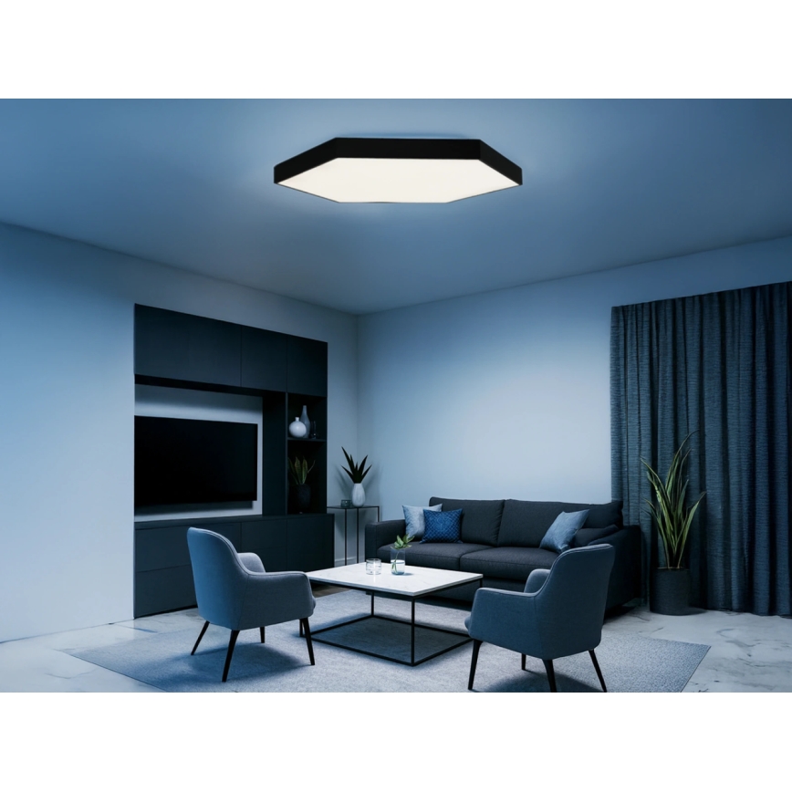 Plafoniera da soffitto LED/240W/230V 3000/4000/6500K diam. 120 cm nera
