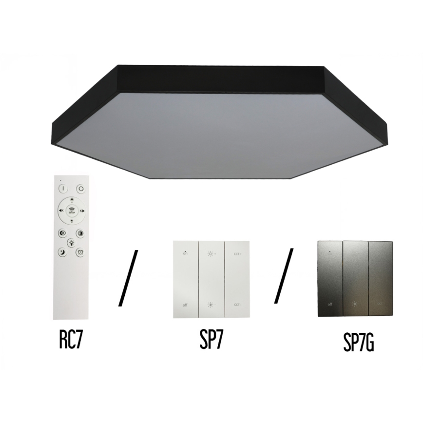 Plafoniera da soffitto LED/240W/230V 3000/4000/6500K diam. 120 cm nera