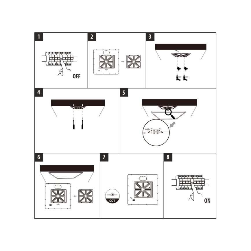 Plafoniera da soffitto LED 24W/230V 3000/4000/6500K 30x30 cm nera