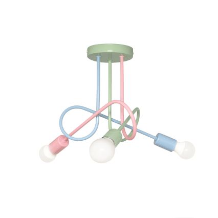 Plafoniera da soffitto OXFORD 3xE27/15W/230V verde/rosa/blu