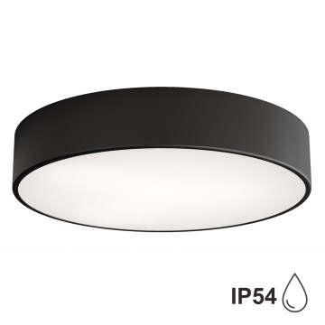 Plafoniera da soffitto per bagno con sensore CLEO, 3xE27/24W/230V, Ø 40 cm, nera, IP54