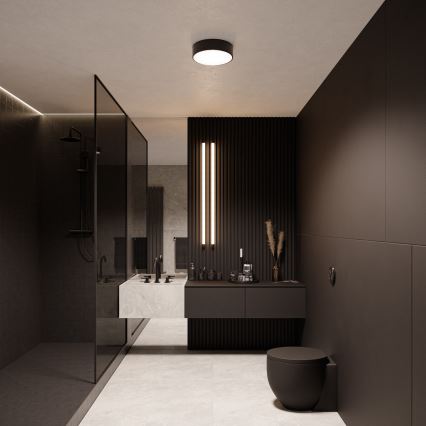 Plafoniera da soffitto per bagno con sensore CLEO, 3xE27/24W/230V, Ø 40 cm, nera, IP54