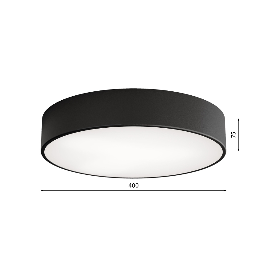 Plafoniera da soffitto per bagno con sensore CLEO, 3xE27/24W/230V, Ø 40 cm, nera, IP54
