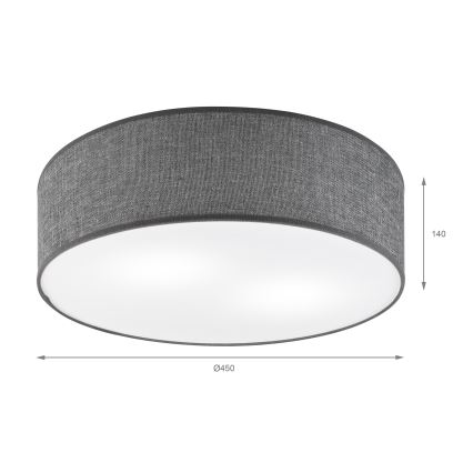 Plafoniera da soffitto SIRJA 2xE27/15W/230V Ø 45 cm grigia