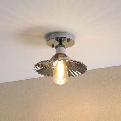 Plafoniera da soffitto TRISH 1xE27/15W/230V cromato lucido/nero fumé