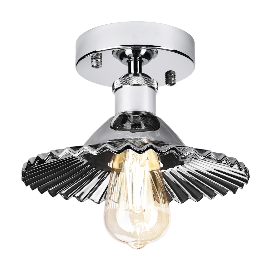 Plafoniera da soffitto TRISH 1xE27/15W/230V cromato lucido/nero fumé