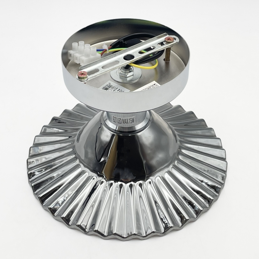 Plafoniera da soffitto TRISH 1xE27/15W/230V cromato lucido/nero fumé