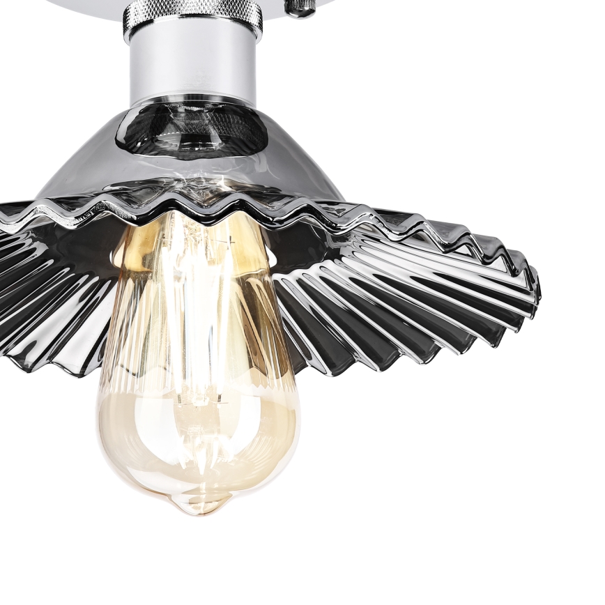 Plafoniera da soffitto TRISH 1xE27/15W/230V cromato lucido/nero fumé