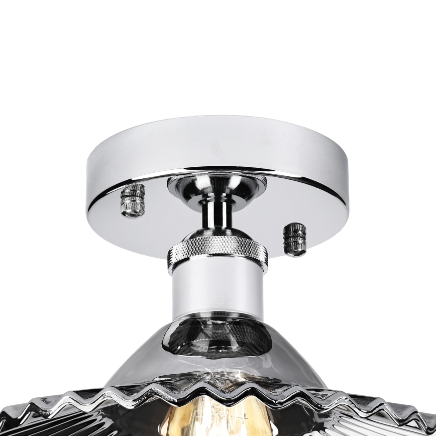 Plafoniera da soffitto TRISH 1xE27/15W/230V cromato lucido/nero fumé
