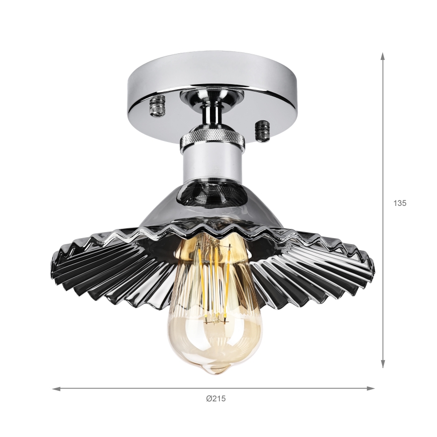 Plafoniera da soffitto TRISH 1xE27/15W/230V cromato lucido/nero fumé