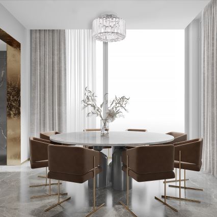 Plafoniera da soffitto VETRO, 1xE27/15W/230V, Ø 24,5 cm, cromo opaco