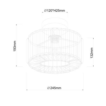Plafoniera da soffitto VETRO, 1xE27/15W/230V, Ø 24,5 cm, cromo opaco