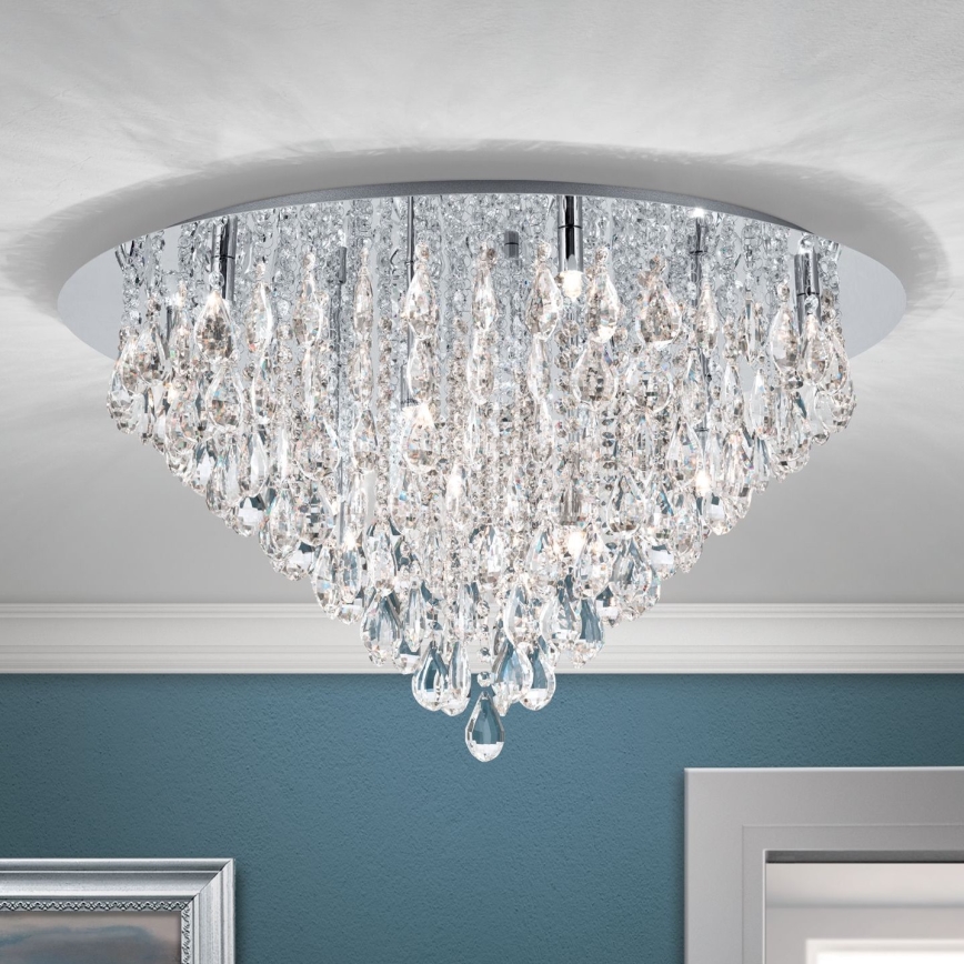 Plafoniera di cristallo CELESTE 12xG9/40W/230V diametro 75 cm cromo lucido