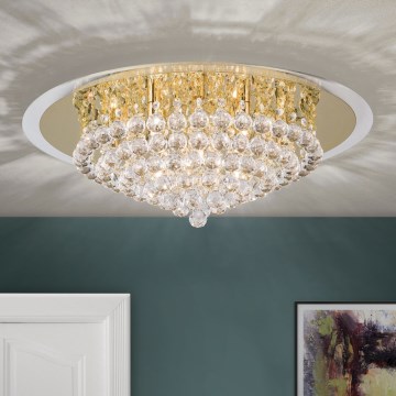 Plafoniera di cristallo GLORIA 9xG9/40W/230V diametro 62 cm oro