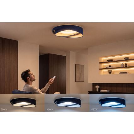 Plafoniera dimmerabile a LED SMART GALAXY MODERN LED/24W/230V 3000-6500K Ø 55 cm blu/argento + telecomando