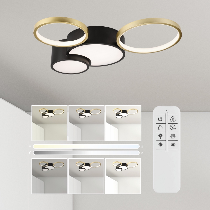 Plafoniera dimmerabile ALIZEE LED/30W/230V 3000-6500K nero/oro