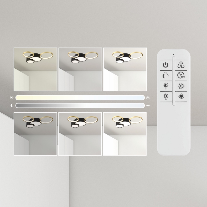 Plafoniera dimmerabile ALIZEE LED/30W/230V 3000-6500K nero/oro