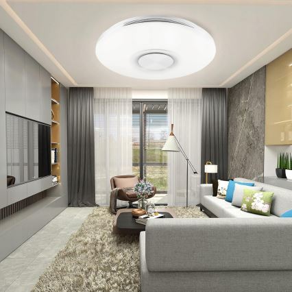 Plafoniera LED RGBW dimmerabile con altoparlante LED/60W/230V 3000-6000K Ø 40 cm bianco + telecomando